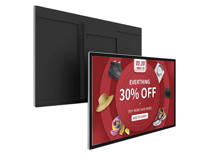 Professional PNG product image of a digital signage display by Visual Lab, offering advanced solutions for advertising, dynamic content display, and smart communication in retail and corporate spaces.صورة PNG احترافية لشاشة لافتات رقمية من فيجوال لاب، تقدم حلولاً متقدمة للإعلانات وعرض المحتوى الديناميكي والتواصل الذكي في المساحات التجارية والشركات.