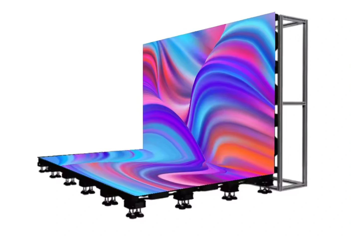 Professional PNG product image of a floor LED display by Visual Lab, offering durable interactive walkable display technology for exhibitions, retail, and event experiences.صورة PNG احترافية لشاشة LED أرضية من فيجوال لاب، تقدم تقنية عرض تفاعلية قابلة للمشي ومتينة للمعارض والمساحات التجارية وتجارب الفعاليات.
