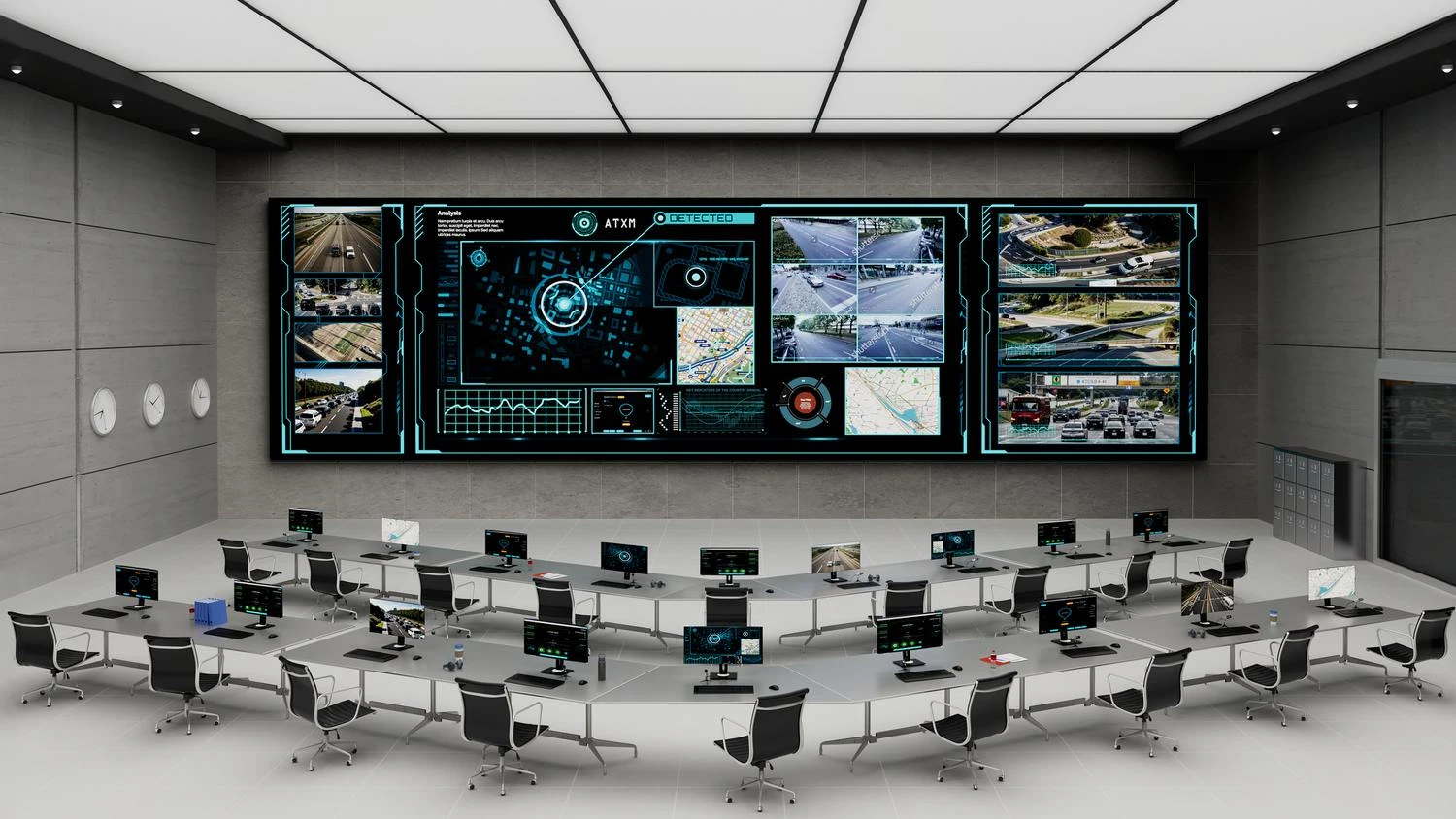 Video wall display system in a control room by Visual Lab, enabling real-time data monitoring, advanced visualization, and seamless multi-screen control.نظام فيديو وول في غرفة تحكم من فيجوال لاب، يتيح مراقبة البيانات في الوقت الفعلي وعرضاً بصرياً متقدماً وإدارة سلسة للشاشات المتعددة.