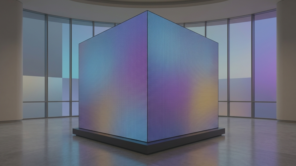 Visual Lab Customizable display solutions designed in unique shapes, sizes, and configurations for any environment.حلول الشاشات القابلة للتخصيص من فيجوال لاب، مصممة بأشكال وأحجام وتكوينات فريدة تناسب أي بيئة أو مساحة.
