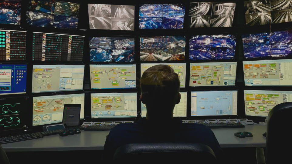 Visual Lab Video wall display with seamless panels, delivering large-scale, high-resolution visuals for control rooms and exhibitions.شاشات الفيديو وول من فيجوال لاب بتصميم سلس بدون فواصل، تقدم عروضًا بصرية كبيرة الحجم وعالية الدقة لغرف التحكم والمعارض.